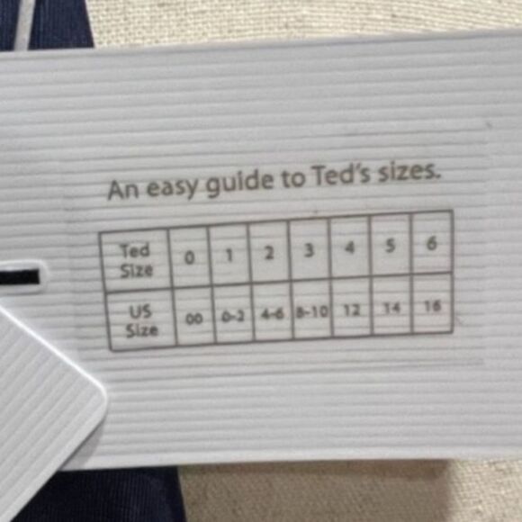 Ted Baker 14 (5) Navy Geodese V Neck Front Slit Back Zip Sleeveless Shift Dress - Picture 16 of 16